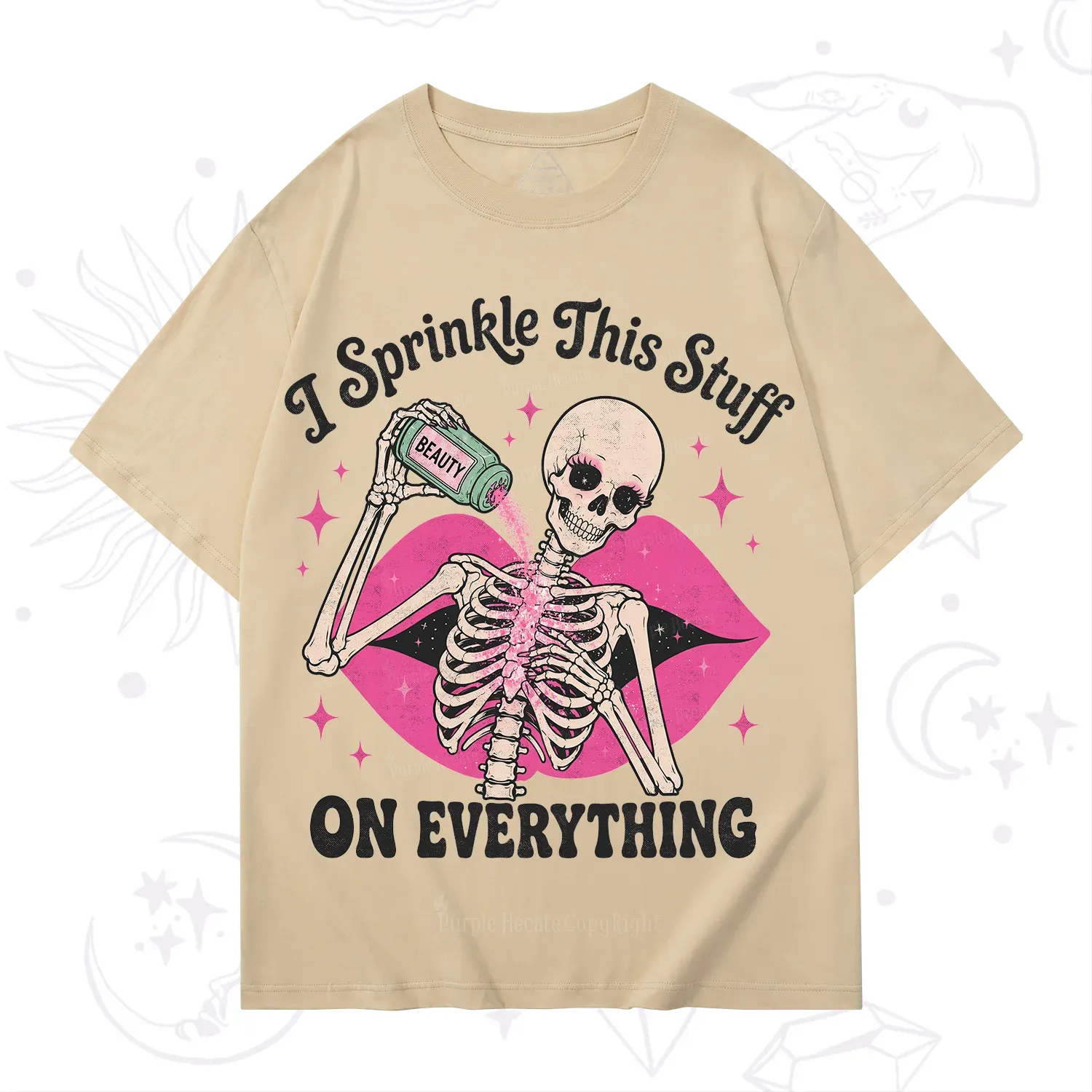 Purplehecate I Sprinkle This Stuff on Everything Beauty Skeleton T-Shirt