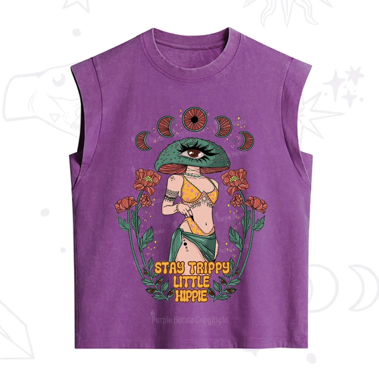 Purplehecate Stay Trippy Little Hippie Vintage Washed Tank