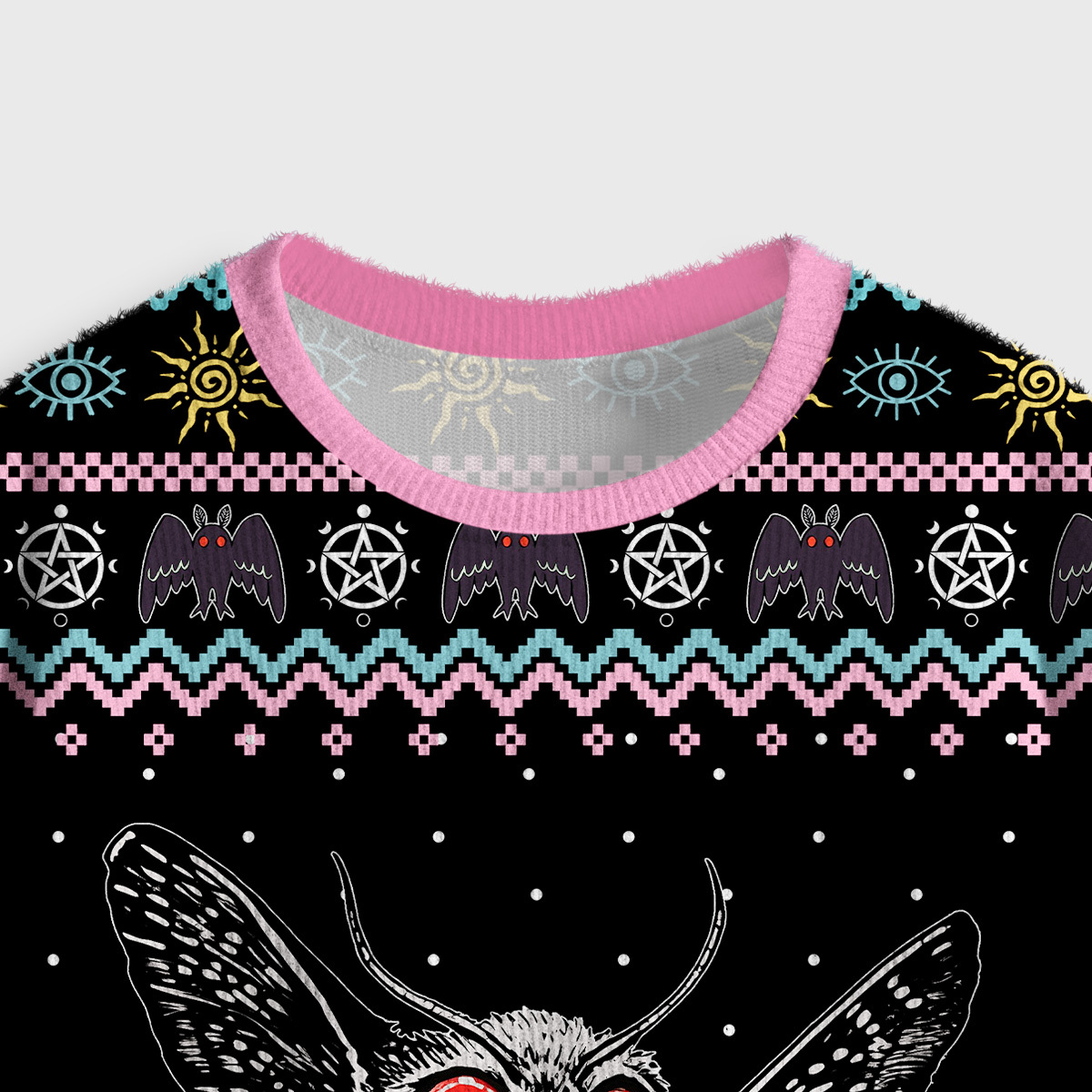 Purplehecate Mothman Eating Soup Crop Fuzzy Ugly Sweatshirt