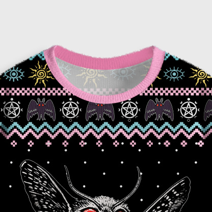 Purplehecate Mothman Eating Soup Crop Fuzzy Ugly Sweatshirt