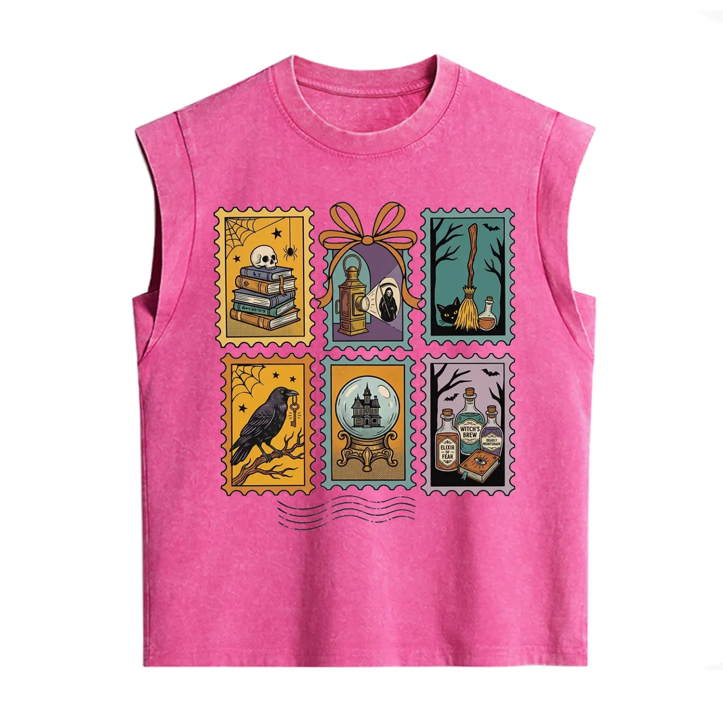 Purplehecate Halloween Witch Raven Castle Potions Vintage Washed Tank