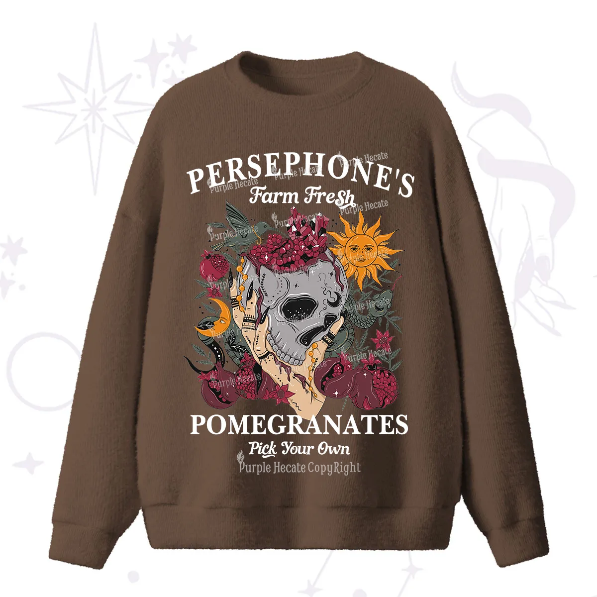 Purplehecate Persephone's Farm Fresh Pomegranates Pick Your Own Fuzzy Ugly Sweater