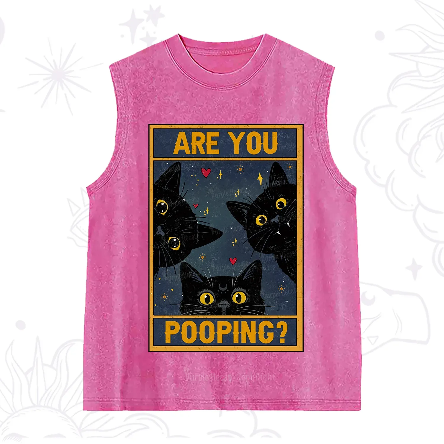 Purplehecate Funny Black Cat Are You Pooping Washed Tank