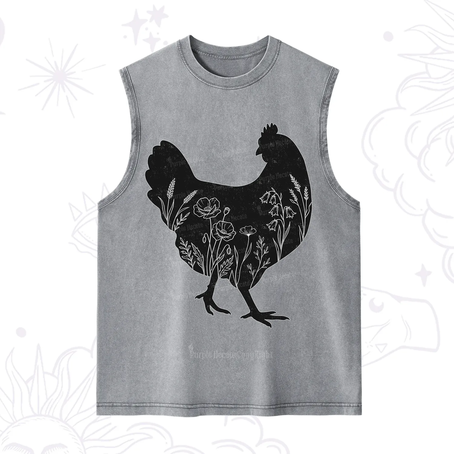 Purplehecate Floral Chicken Washed Tank