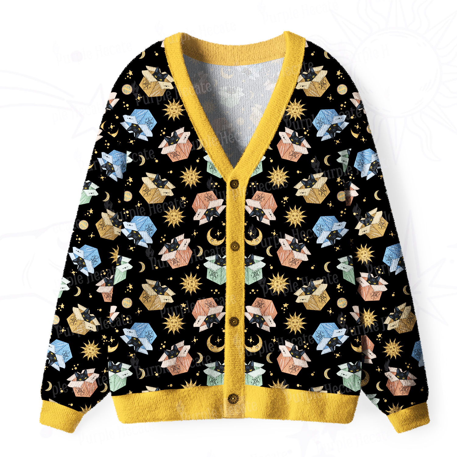 Purplehecate The Hermit Cat Tarot Card Ugly Cardigan Sweaters