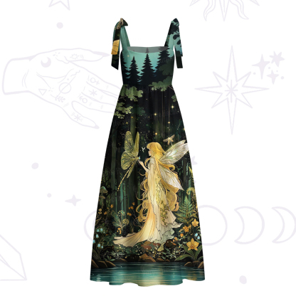 Purplehecate Fairy of the Magic Woods Tie Shoulder Maxi Dress