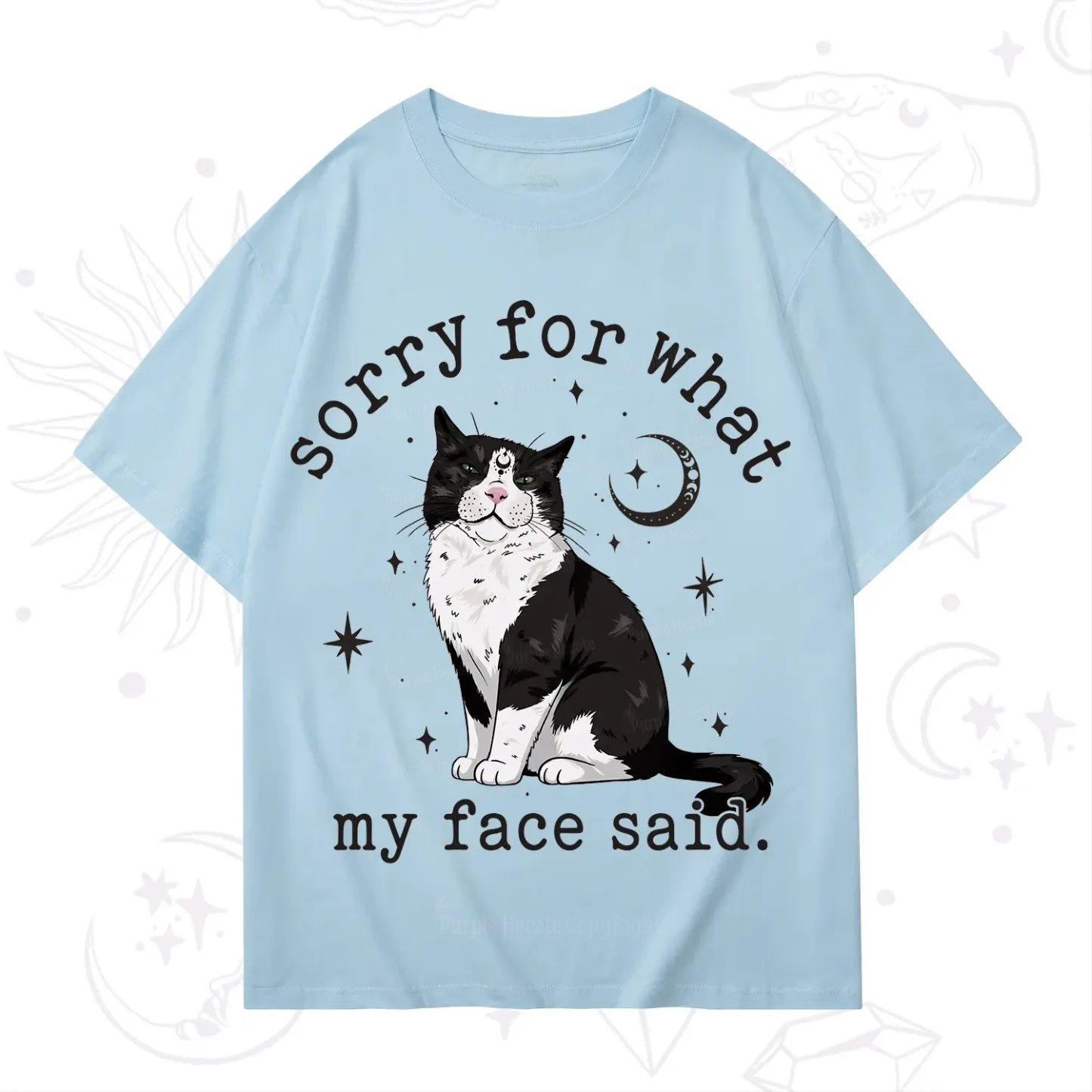 Purplehecate Sorry For What My Face Said Cat T-Shirt