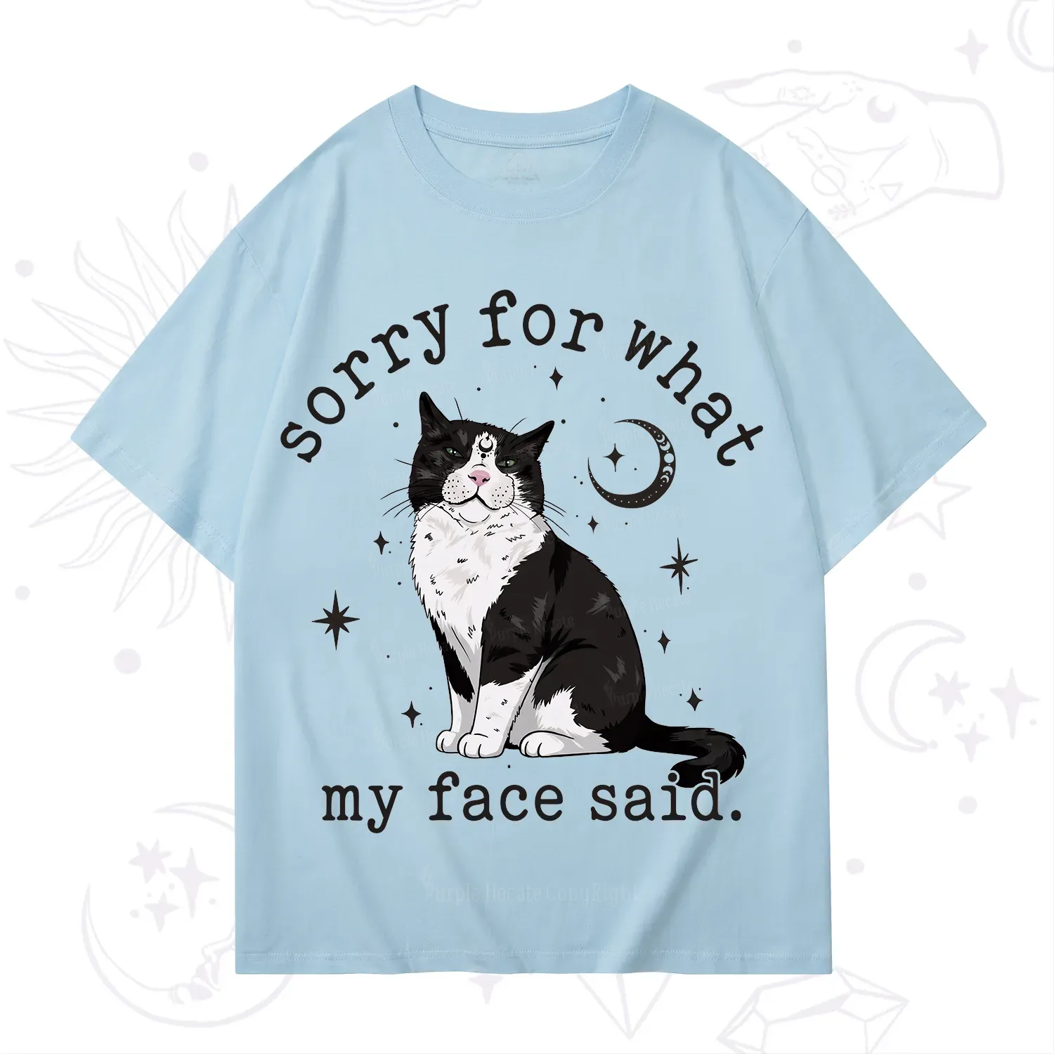 Purplehecate Sorry For What My Face Said Cat T-Shirt