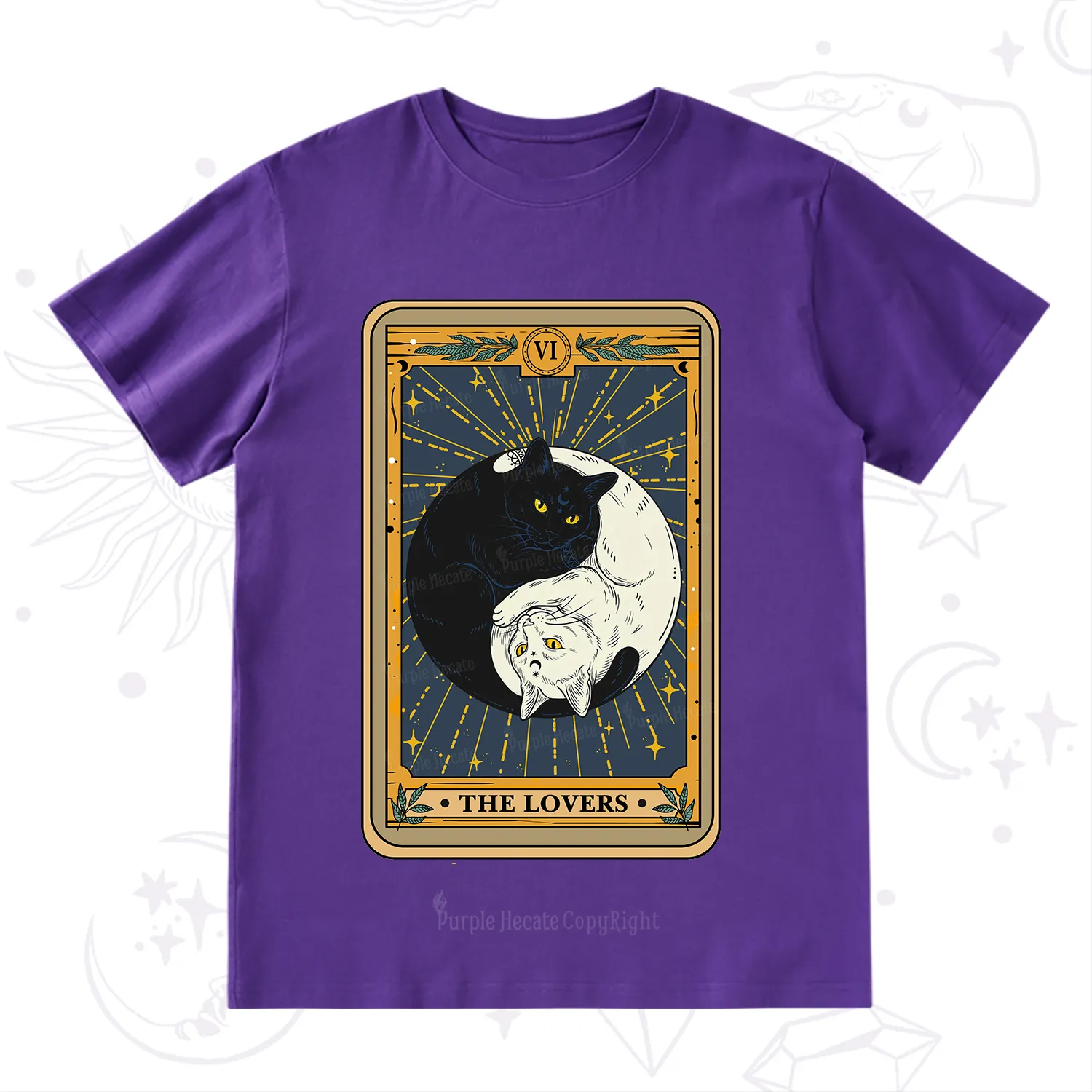 Purplehecate The Lovers Cat Tarot T-Shirt