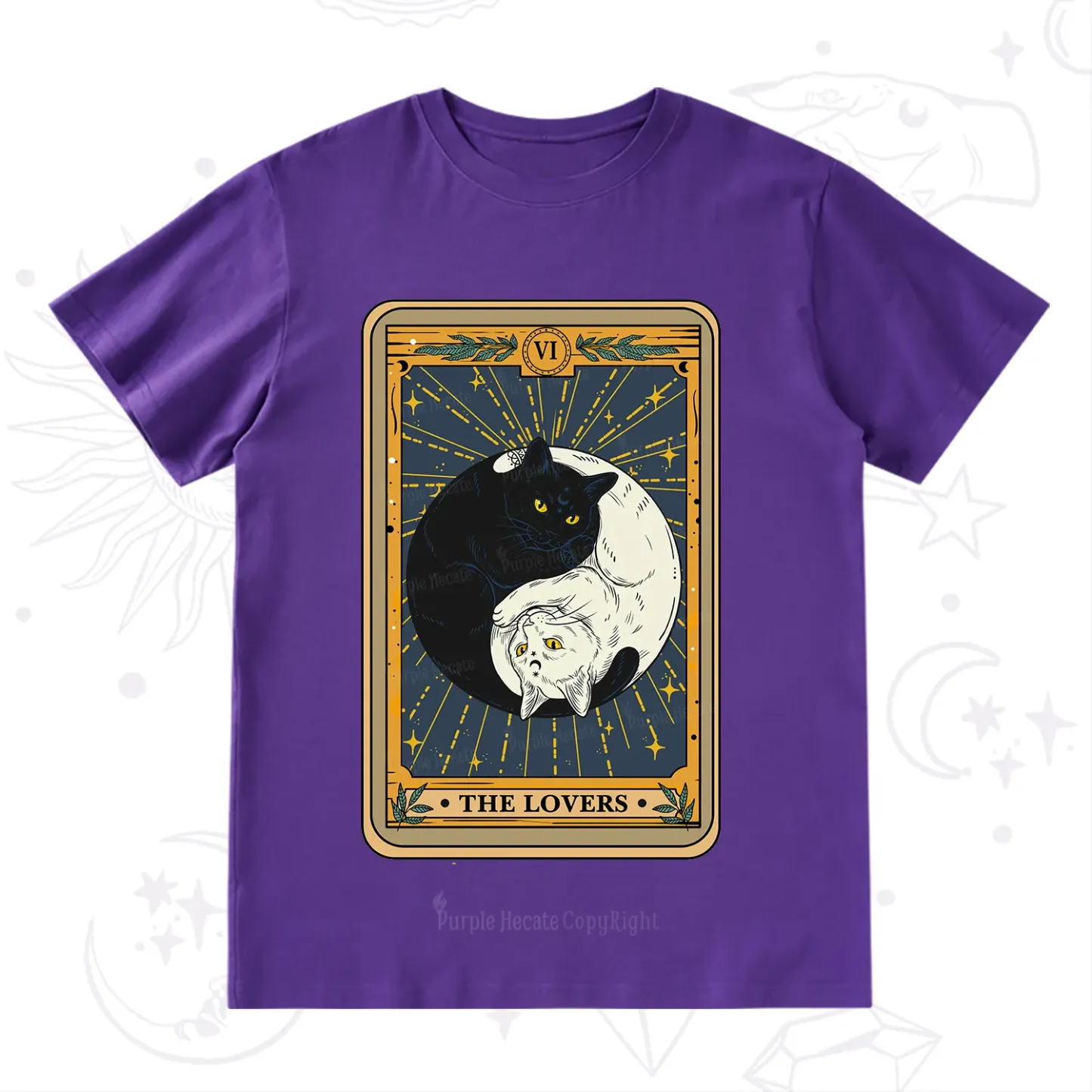 Purplehecate The Lovers Cat Tarot T-Shirt
