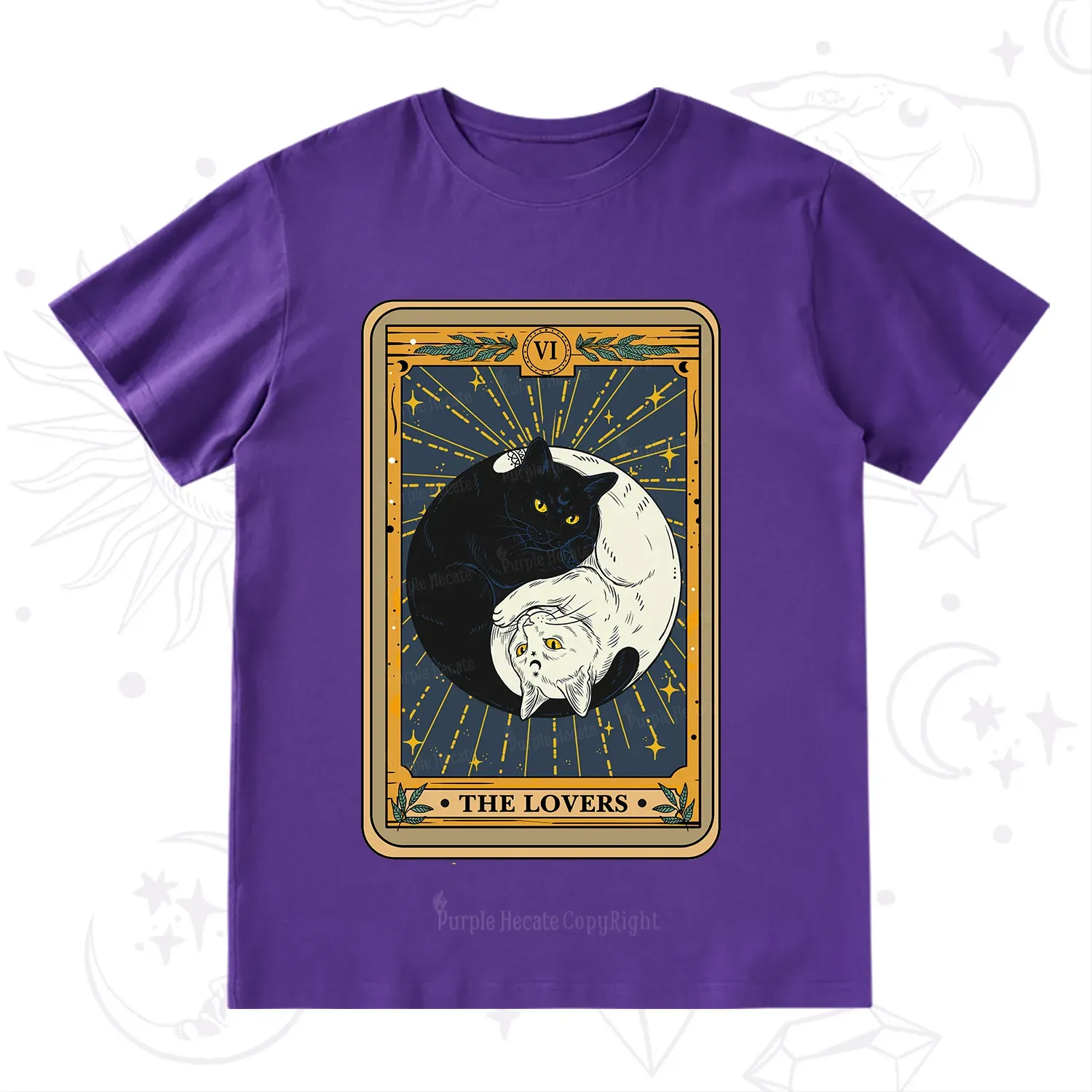 Purplehecate The Lovers Cat Tarot T-Shirt