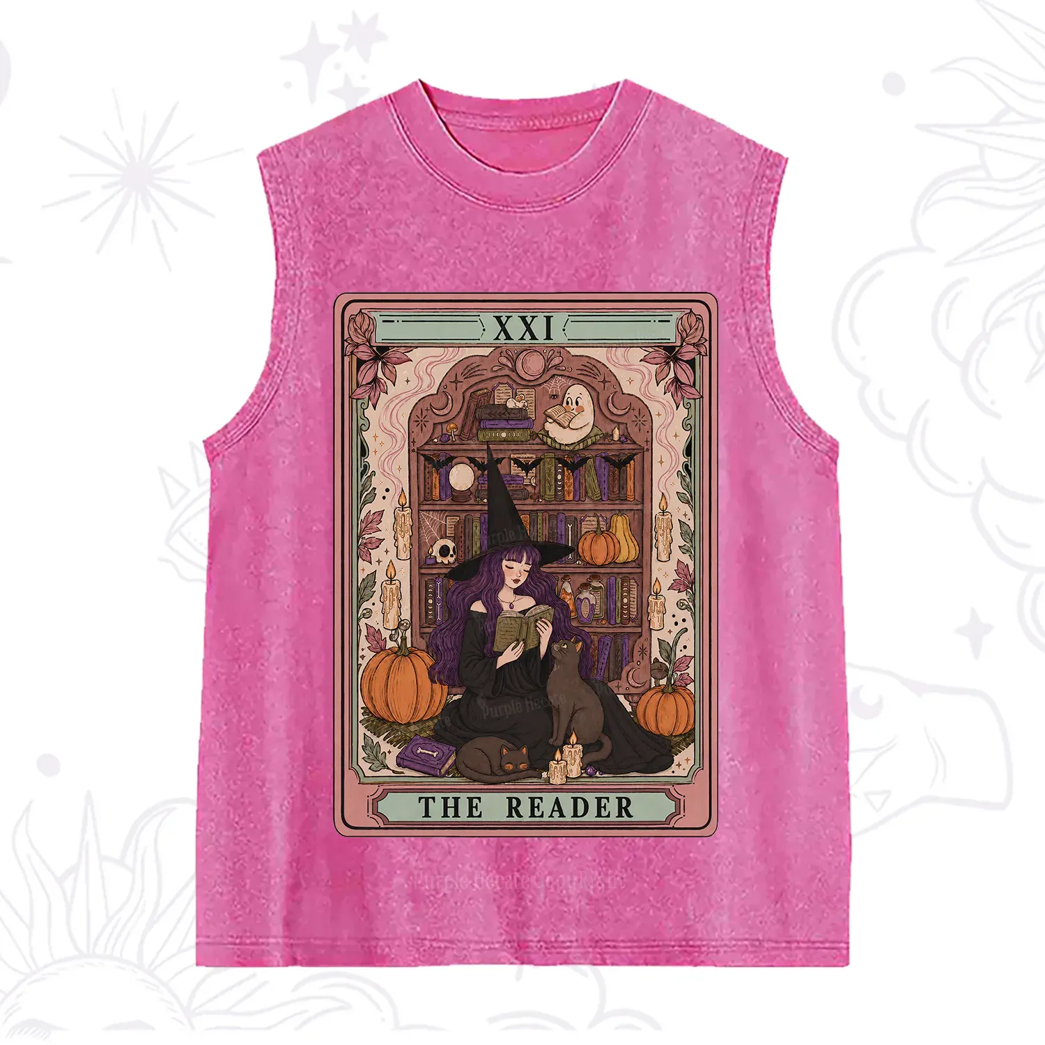 Purplehecate The Reader Tarot Bookish Witch Washed Tank