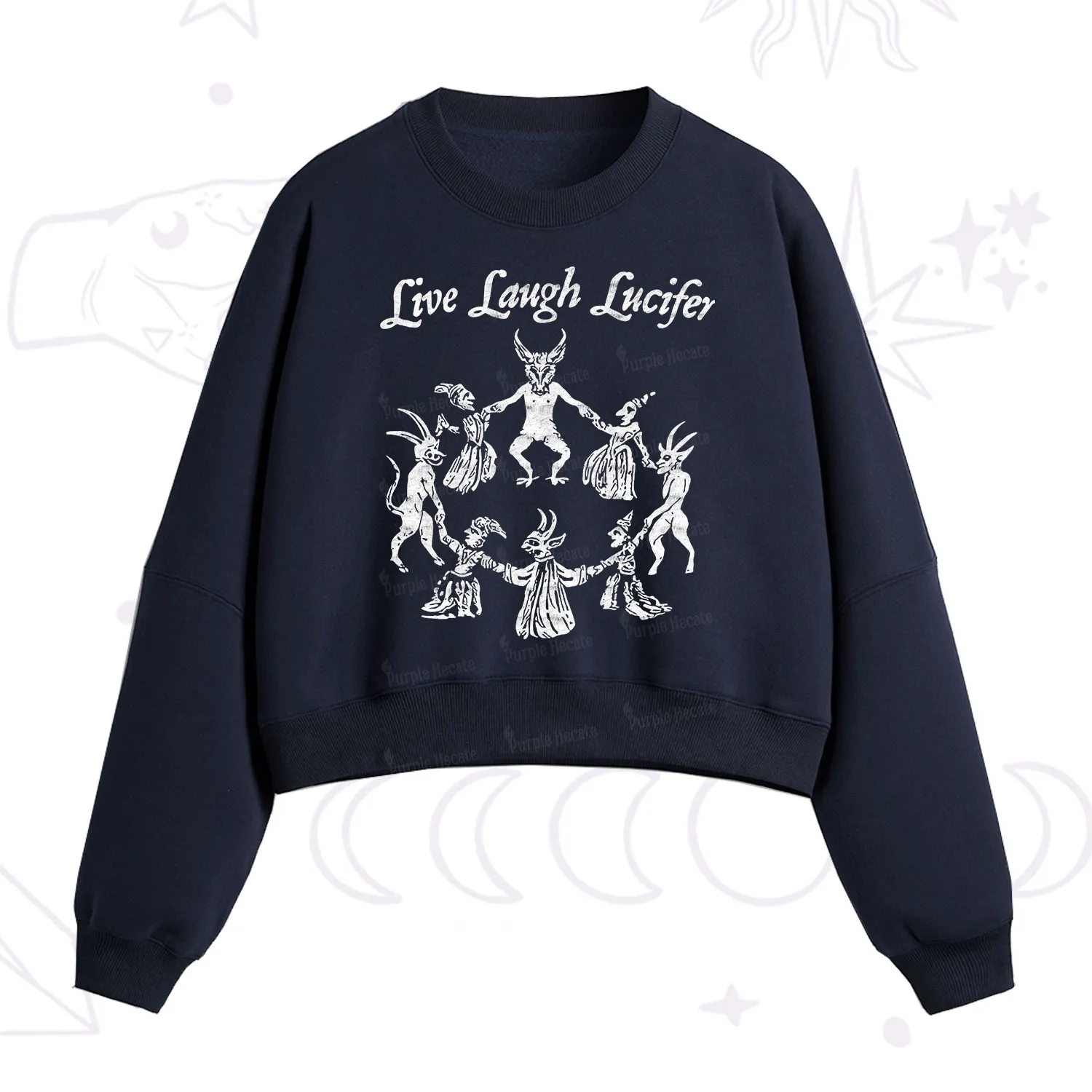 Purplehecate Live Laugh Lucifer Fleece Cropped Sweatshirt