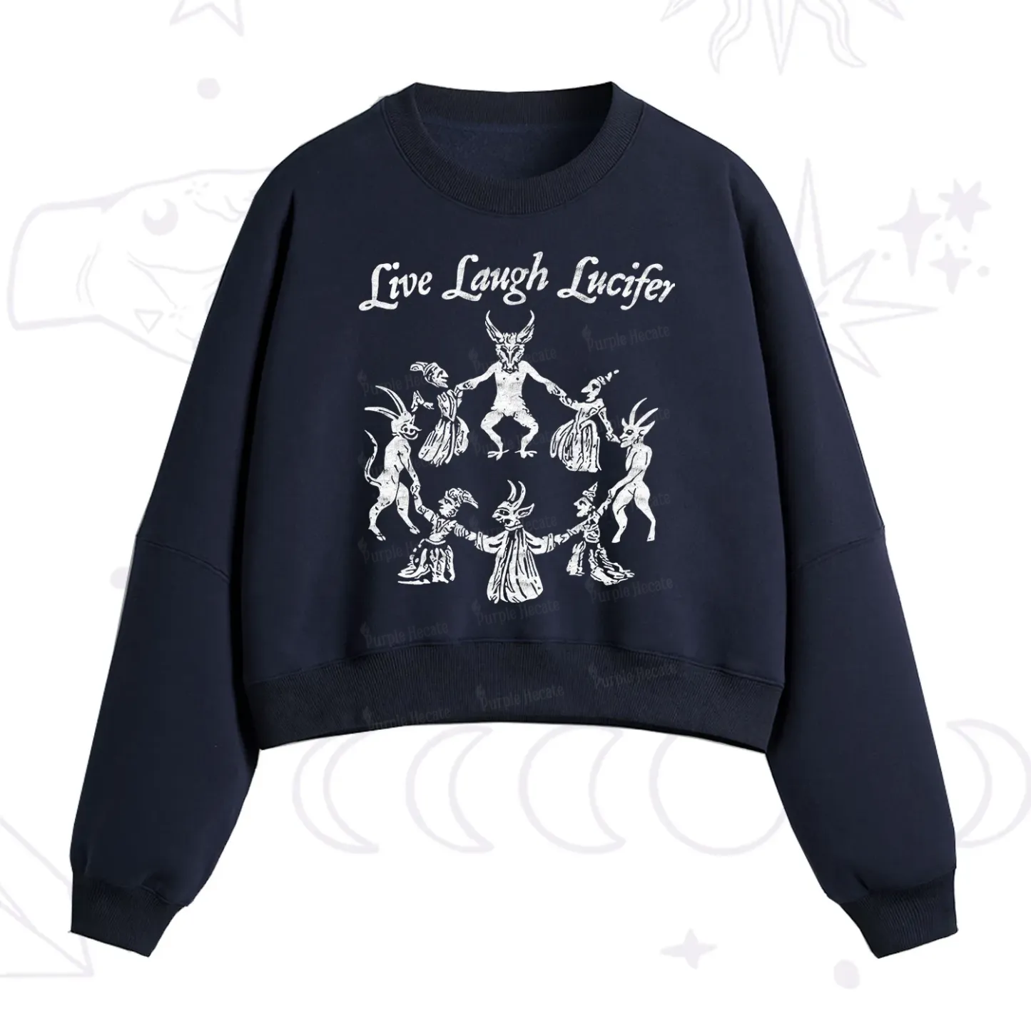 Purplehecate Live Laugh Lucifer Fleece Cropped Sweatshirt