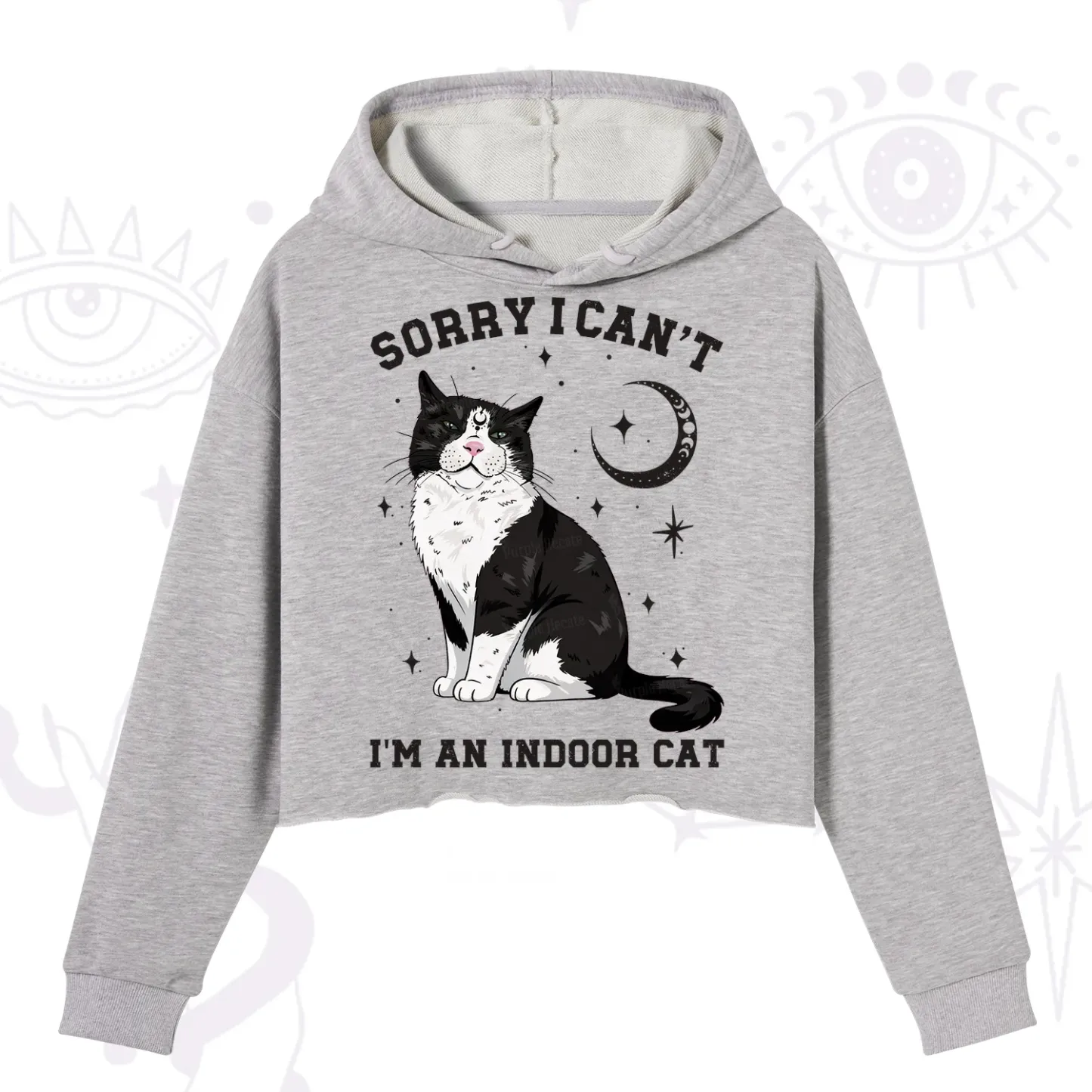 Purplehecate Sorry I Can't Go I'm an Indoor Cat Crop Hoodie