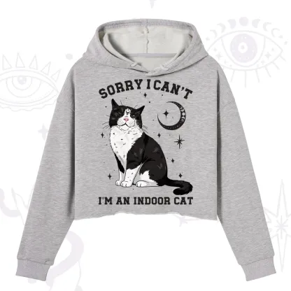 Purplehecate Sorry I Can't Go I'm an Indoor Cat Crop Hoodie
