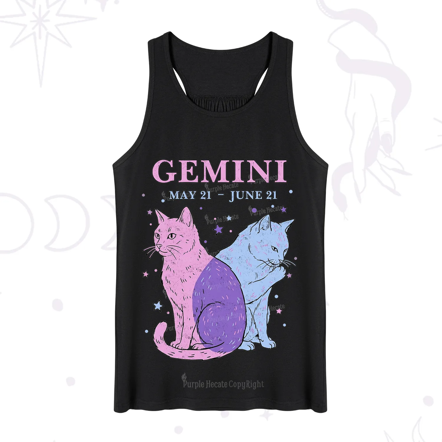 Purplehecate Gemini Zodiac Cats Tank