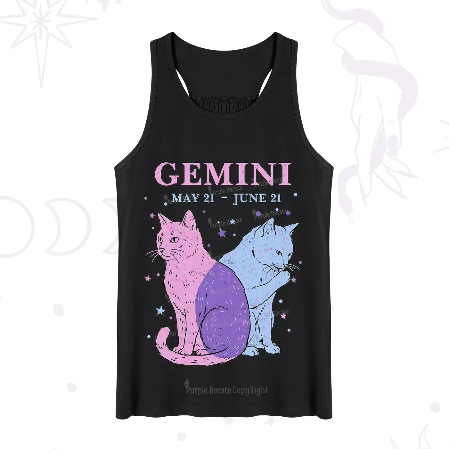 Purplehecate Gemini Zodiac Cats Tank