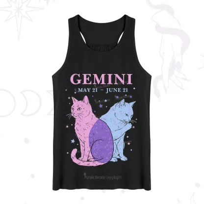 Purplehecate Gemini Zodiac Cats Tank
