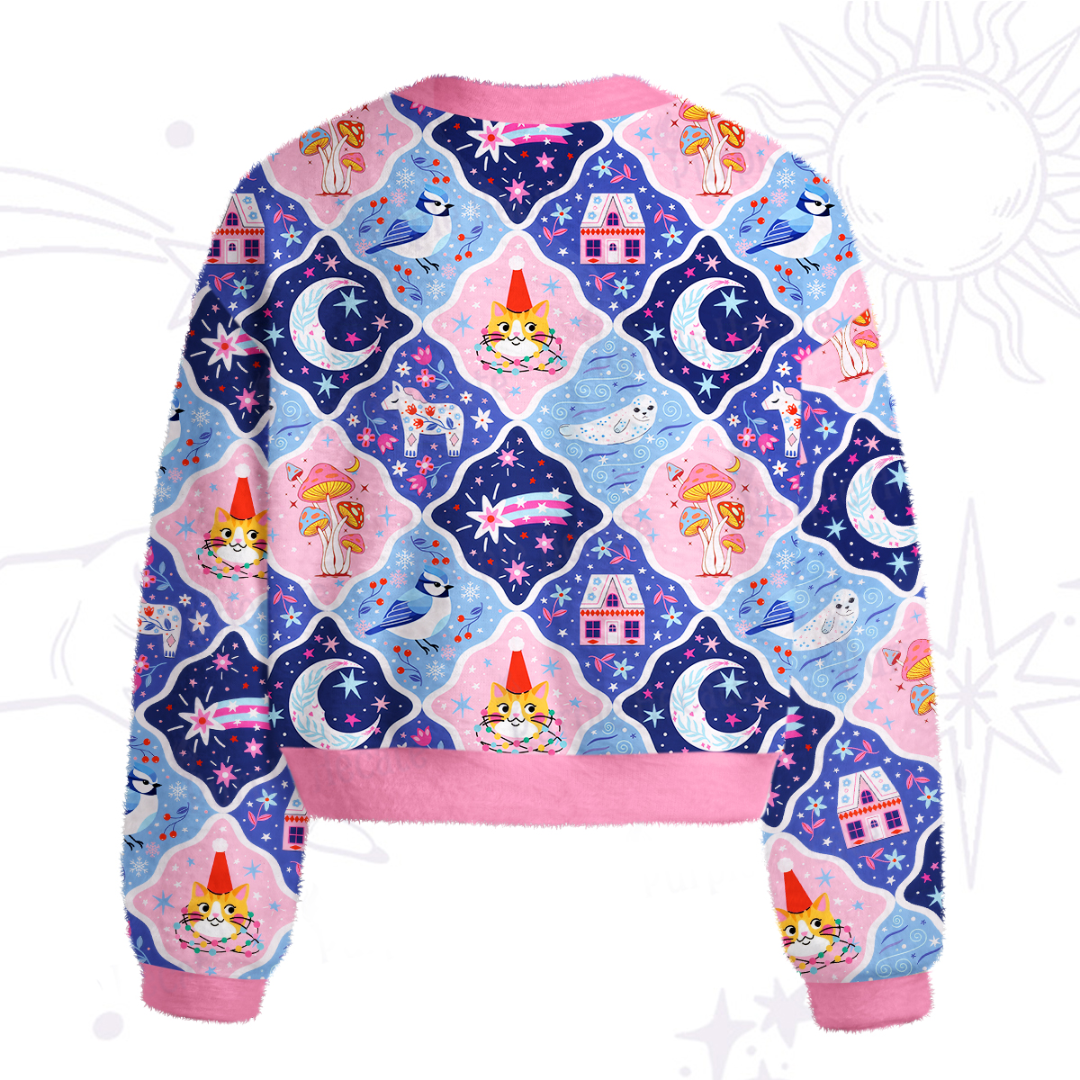 Purplehecate Dreamy Moonlight Fairy Tale Fuzzy Crewneck Sweater
