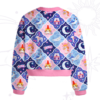 Purplehecate Dreamy Moonlight Fairy Tale Fuzzy Crewneck Sweater