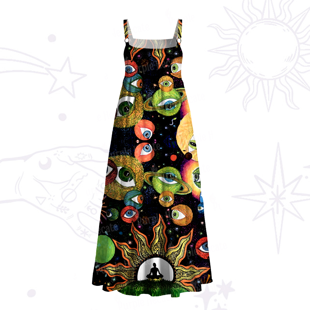 Purplehecate Inner Vision Wide Straps Maxi Dress