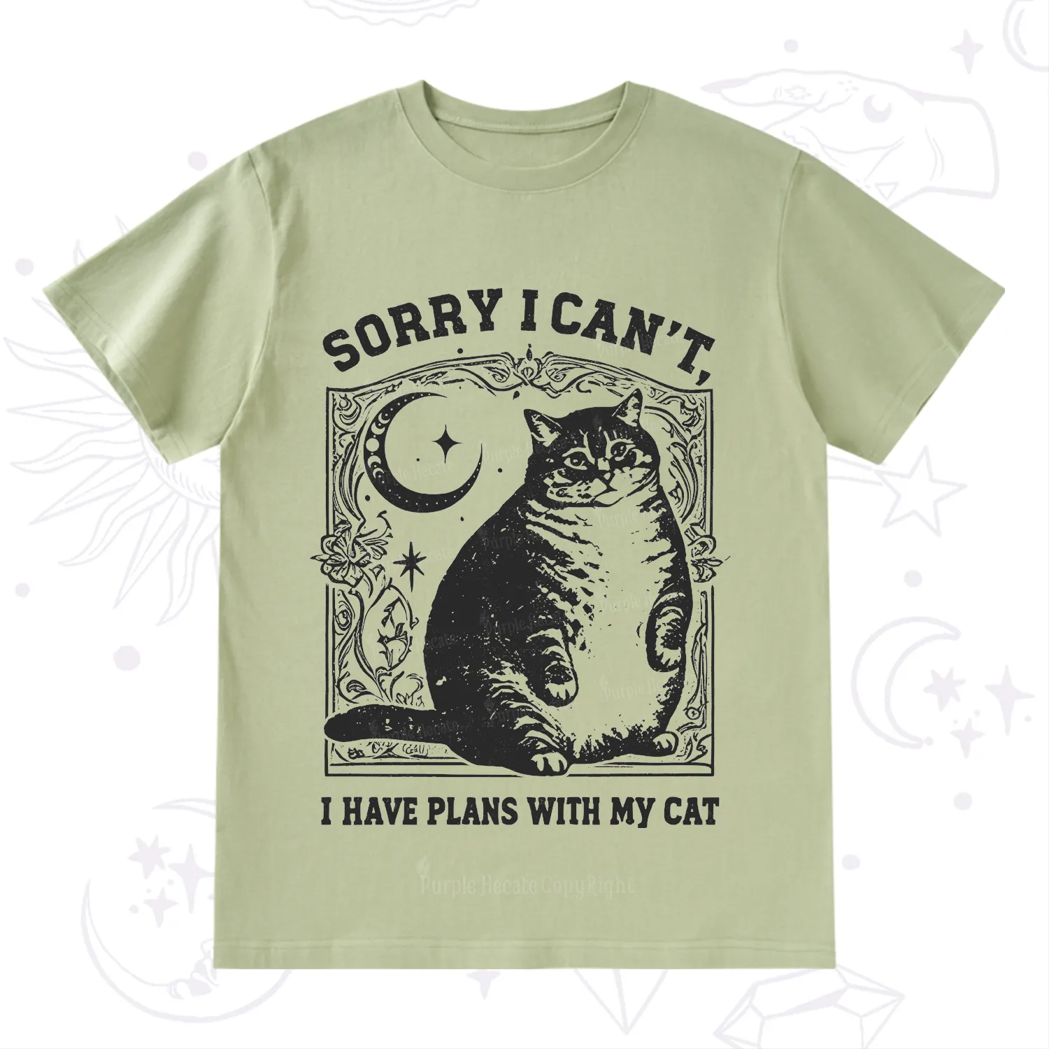 Purplehecate Sorry I Can't I Have Plans With My Cat T-Shirt