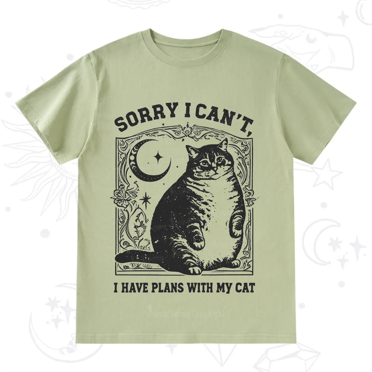 Purplehecate Sorry I Can't I Have Plans With My Cat T-Shirt