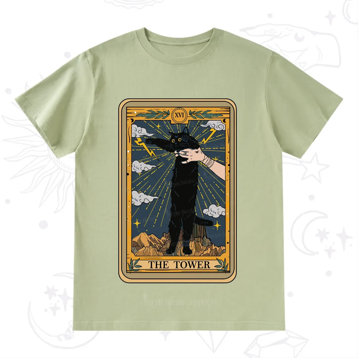 Purplehecate The Tower Cats Tarot T-Shirt