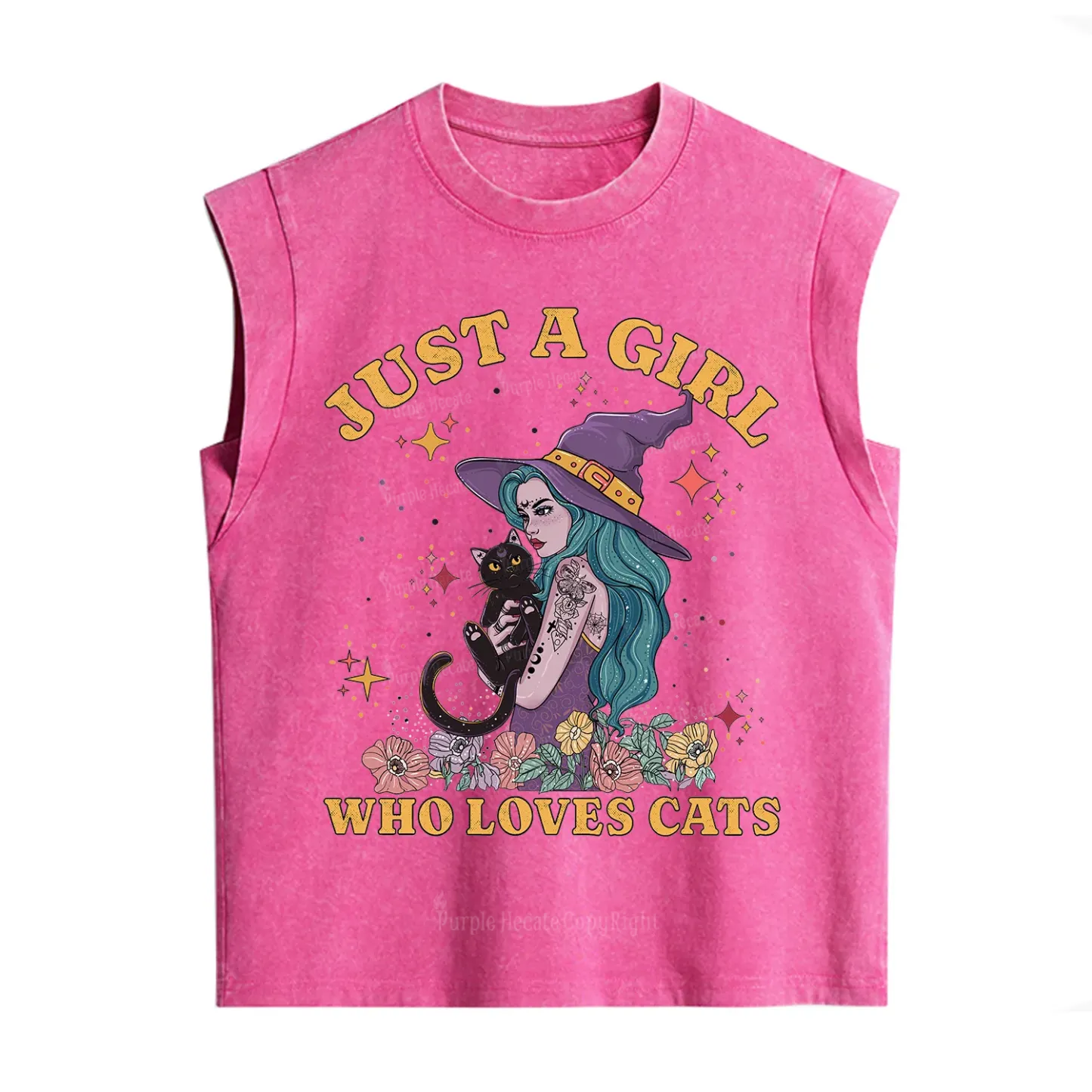 Purplehecate Just A Girl Who Loves Cats Vintage Washed Tank