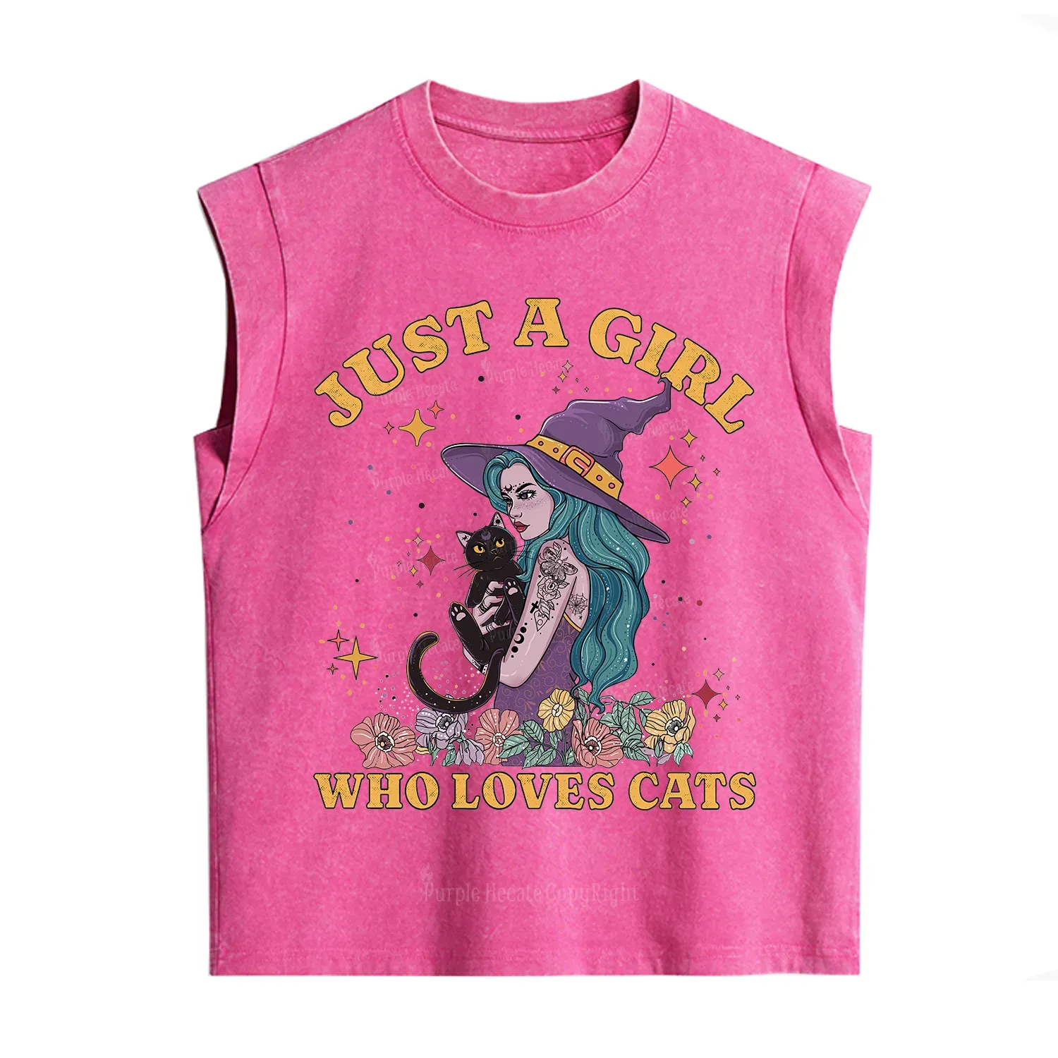 Purplehecate Just A Girl Who Loves Cats Vintage Washed Tank