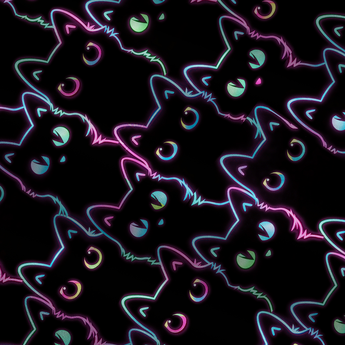 Purplehecate Neon Glow Stacked Cats Tie Shoulder Maxi Dress