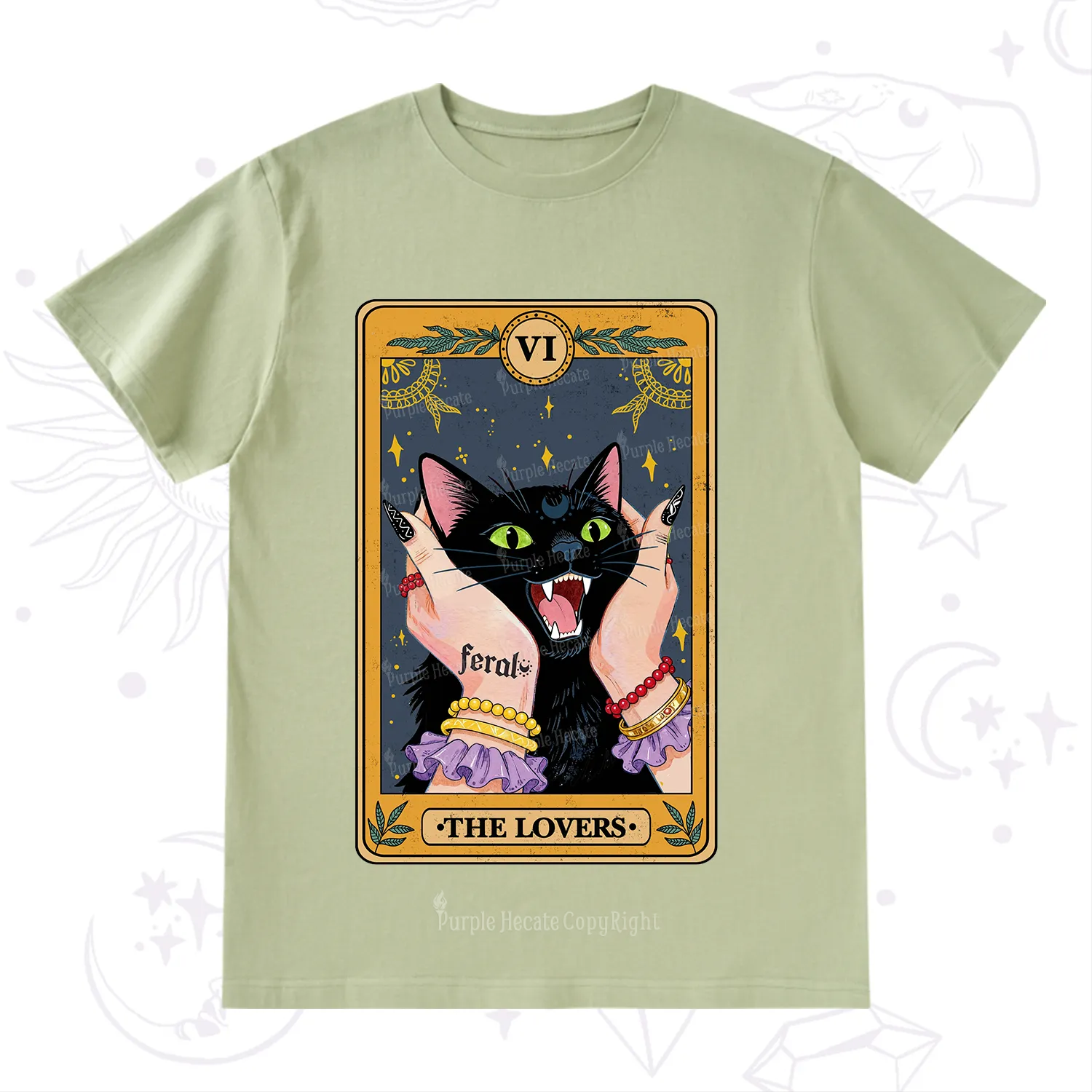 Purplehecate The Lovers Tarot Feral Cat T-Shirt