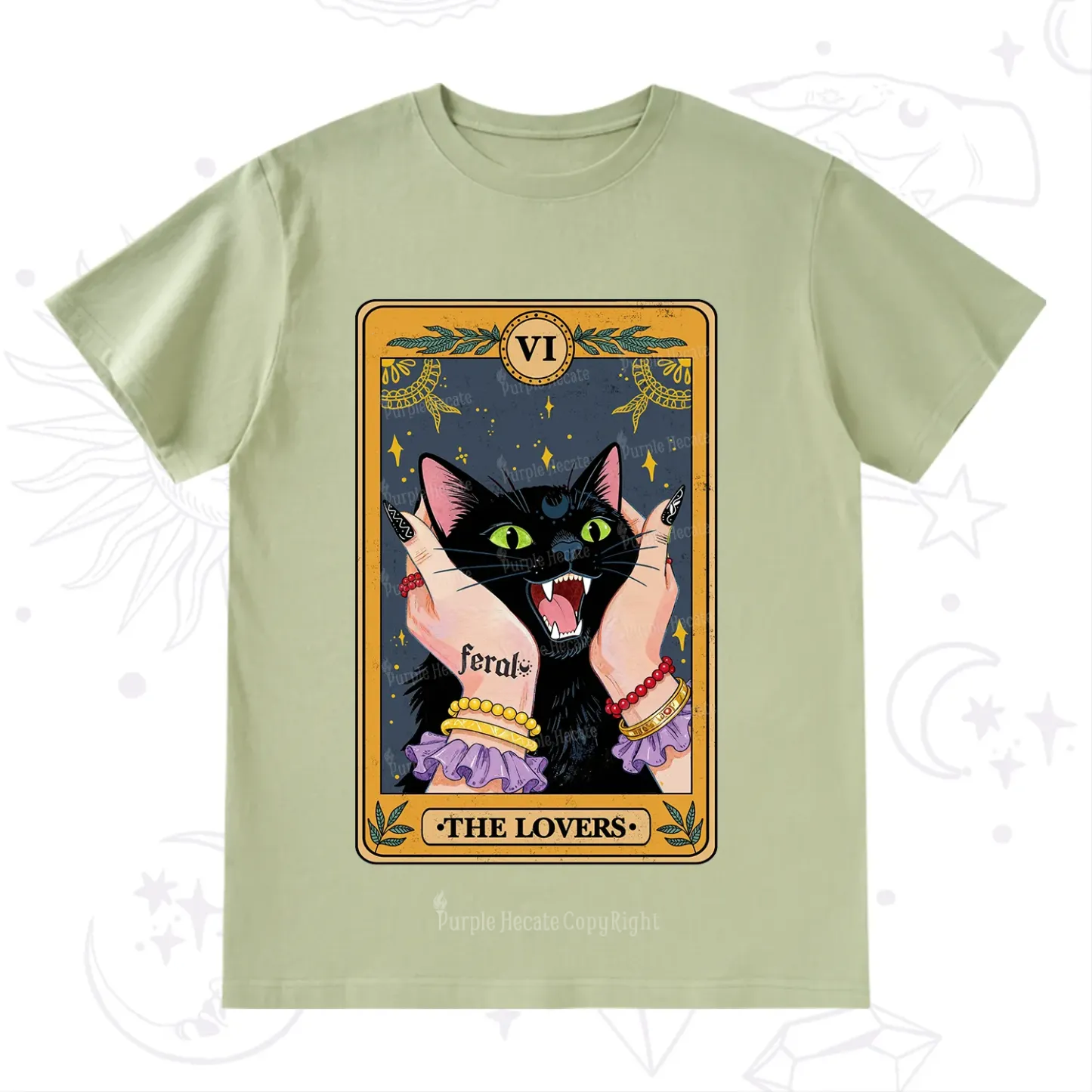 Purplehecate The Lovers Tarot Feral Cat T-Shirt