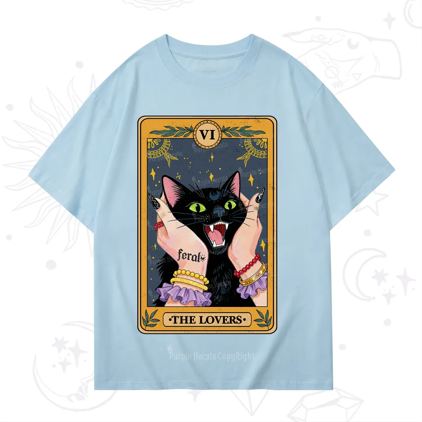 Purplehecate The Lovers Tarot Feral Cat T-Shirt