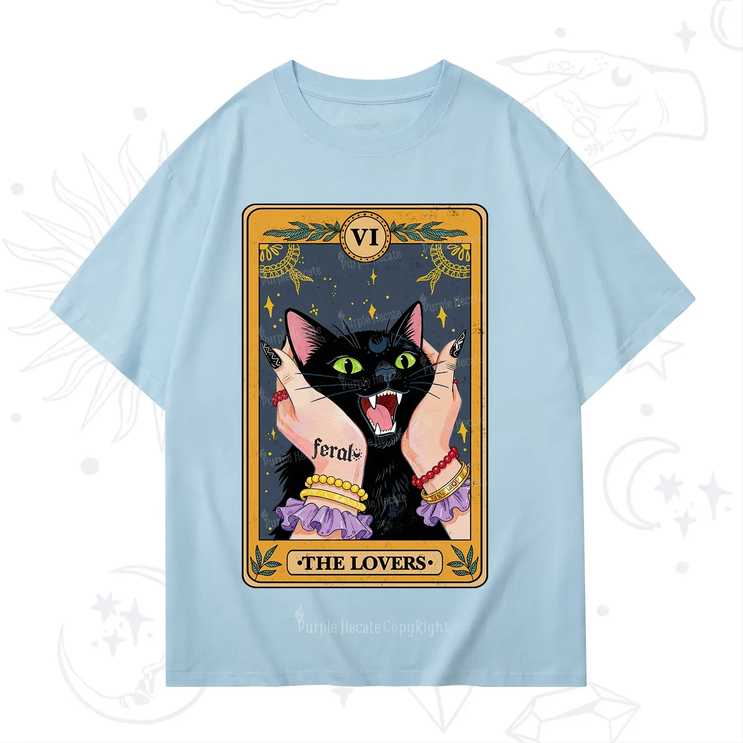 Purplehecate The Lovers Tarot Feral Cat T-Shirt