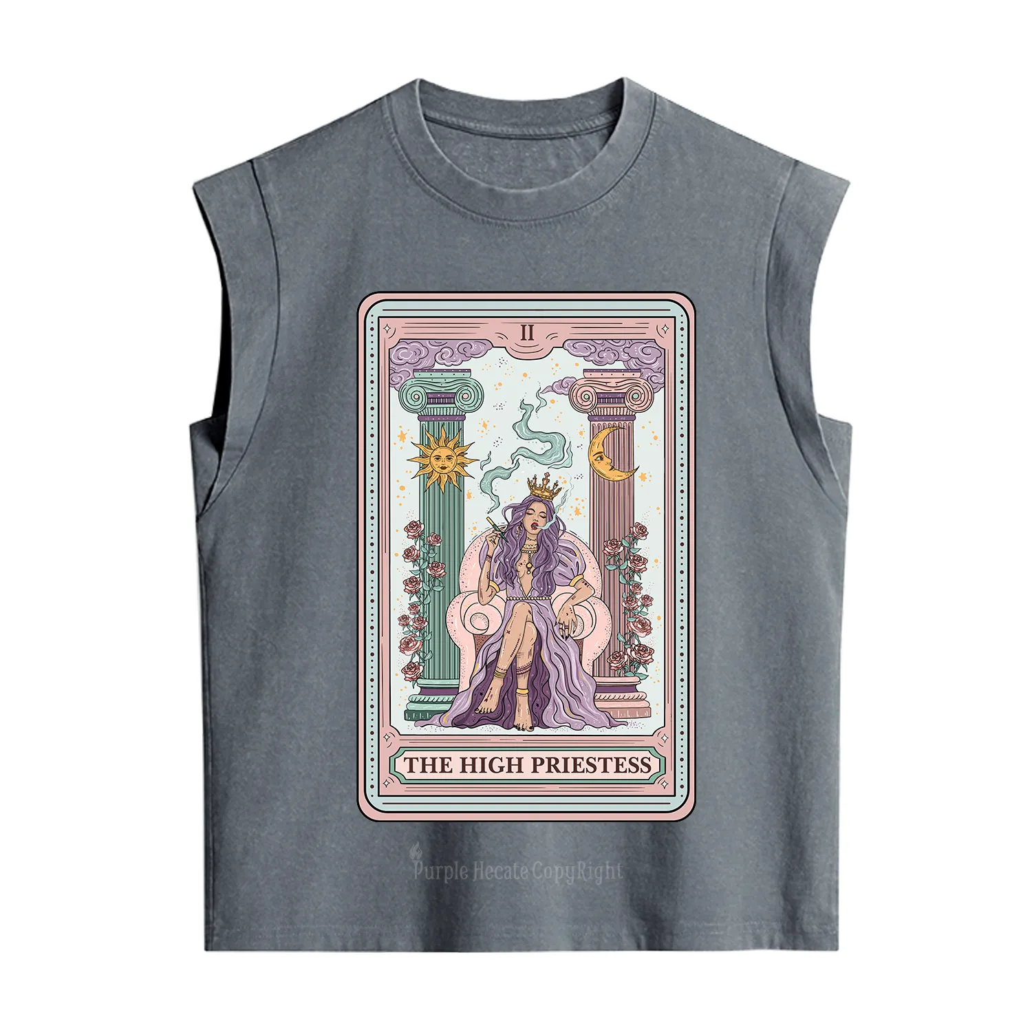 Purplehecate The High Priestess Tarot Card Vintage Washed Tank