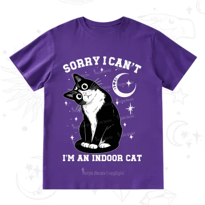 Purplehecate Sorry I Can't Go I'm an Indoor Cat T-Shirt
