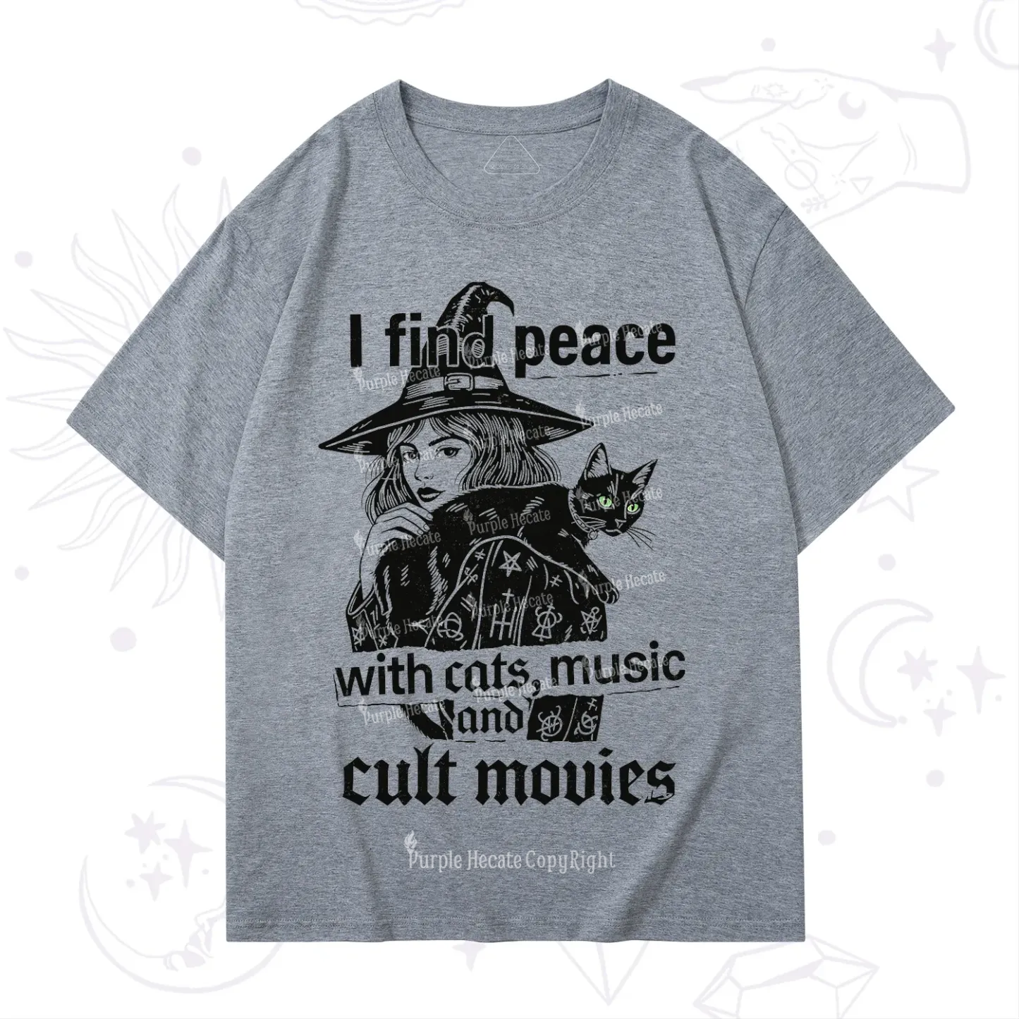 Purplehecate I Find Peace With Cats Music Cult Movies T-Shirt