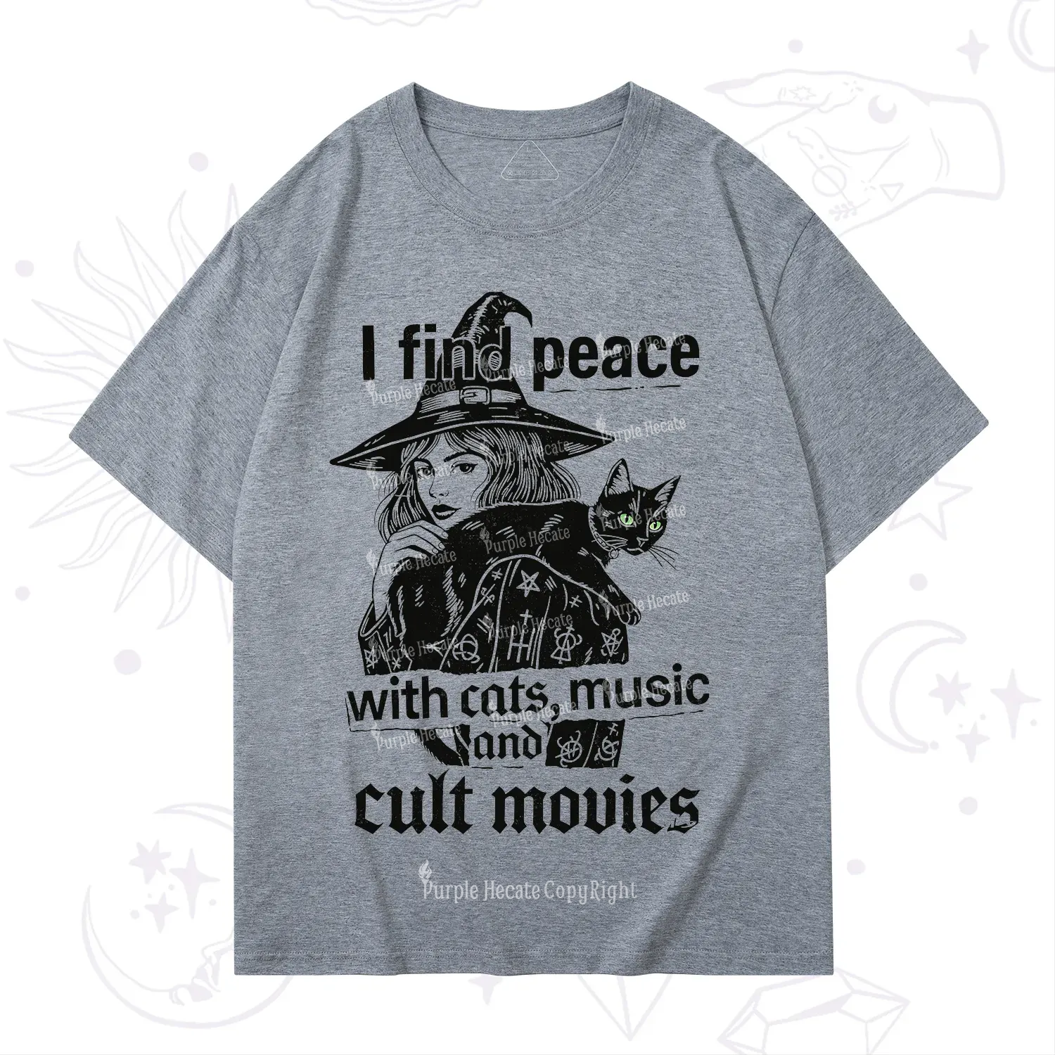 Purplehecate I Find Peace With Cats Music Cult Movies T-Shirt