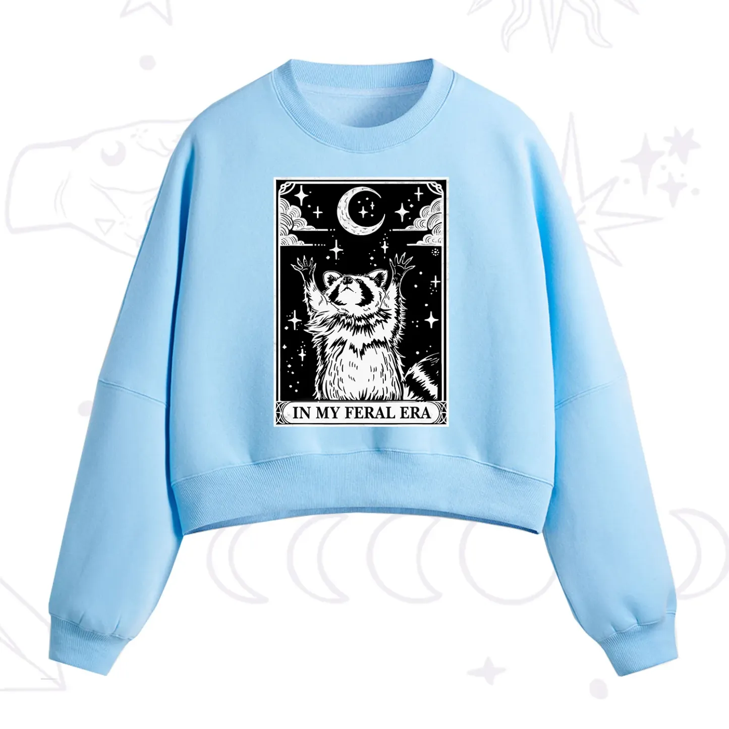 Purplehecate The In My Feral Era Oracle Card Fleece Cropped Sweatshirt