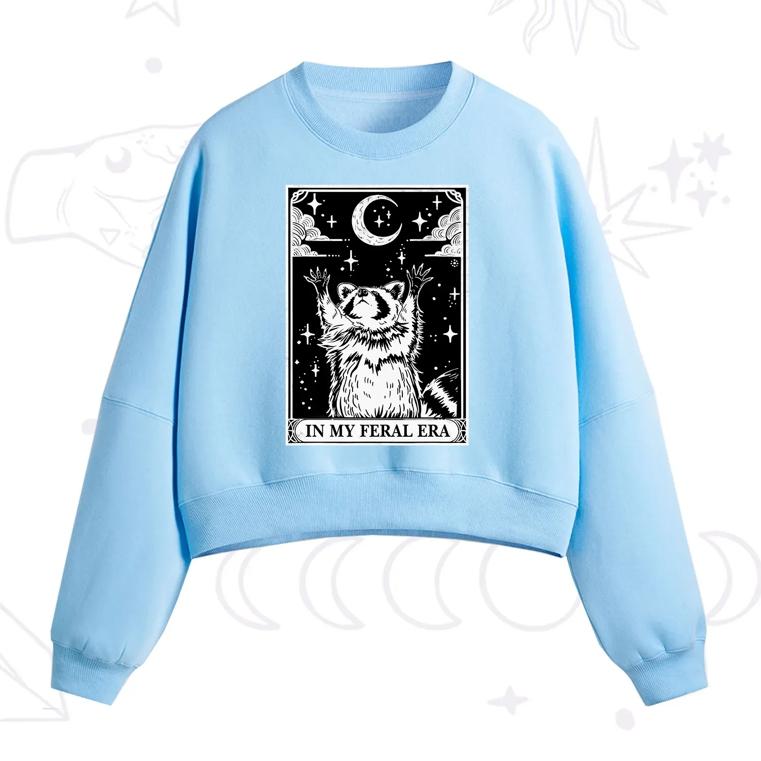 Purplehecate The In My Feral Era Oracle Card Fleece Cropped Sweatshirt