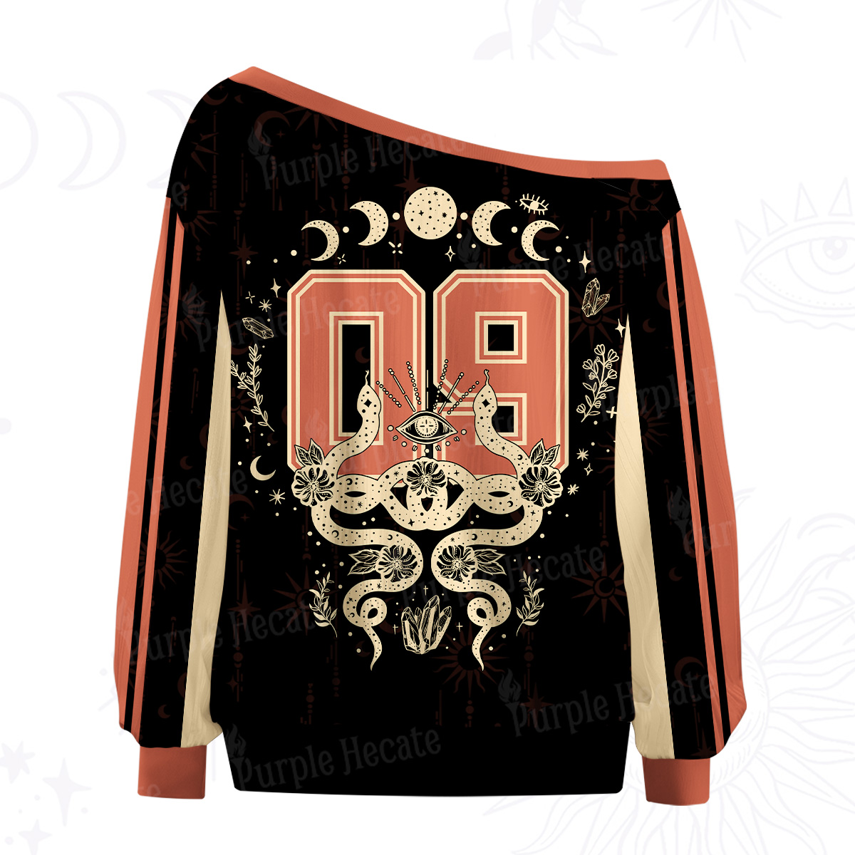Purplehecate Lunar Serpent Alchemy Off The Shoulder Graphic Jersey