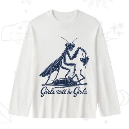 Purplehecate Girls Will Be Girls Praying Mantis Slub Long Sleeve T-Shirt