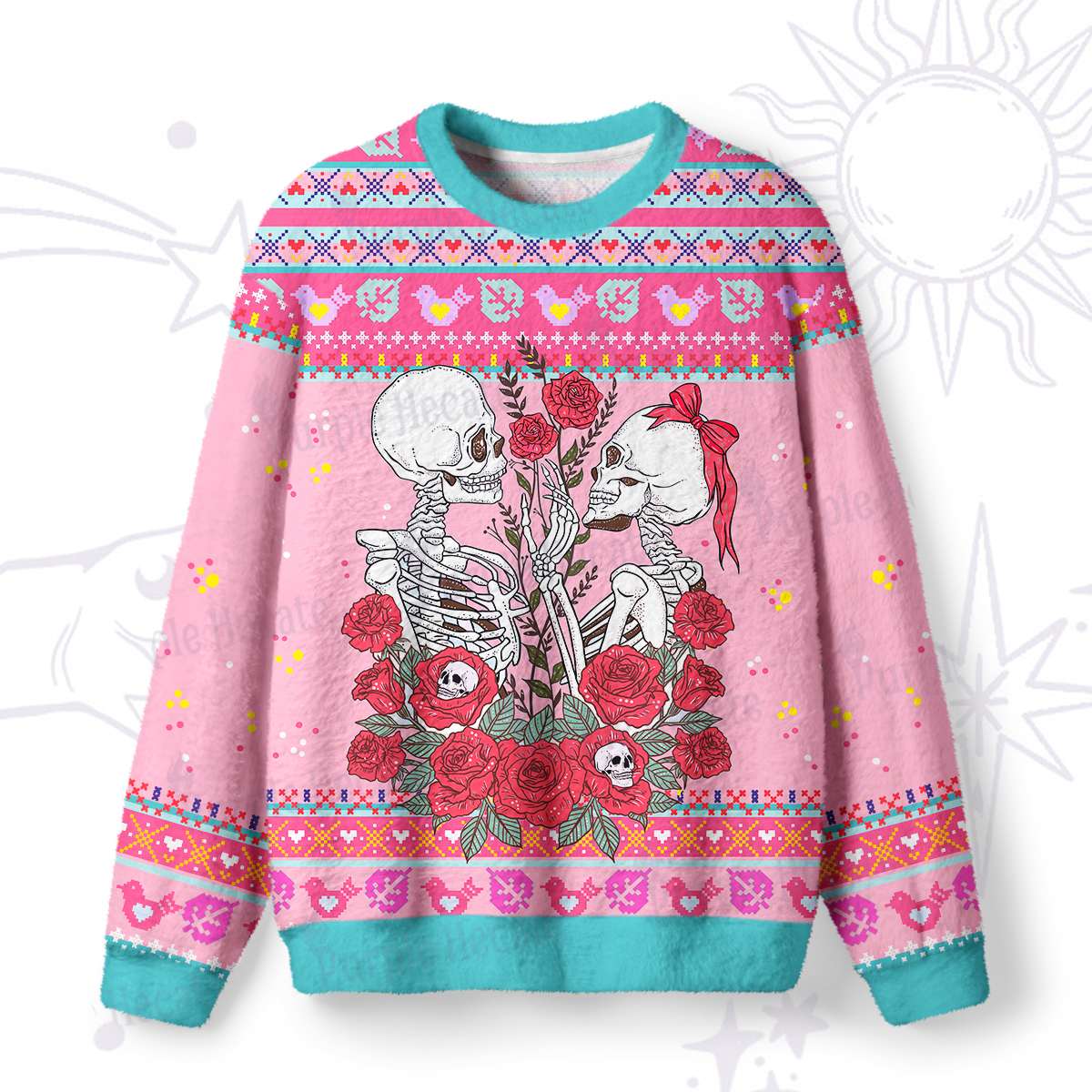 Purplehecate The Lovers Skeleton Tarot Ugly Valentine Sweatshirt