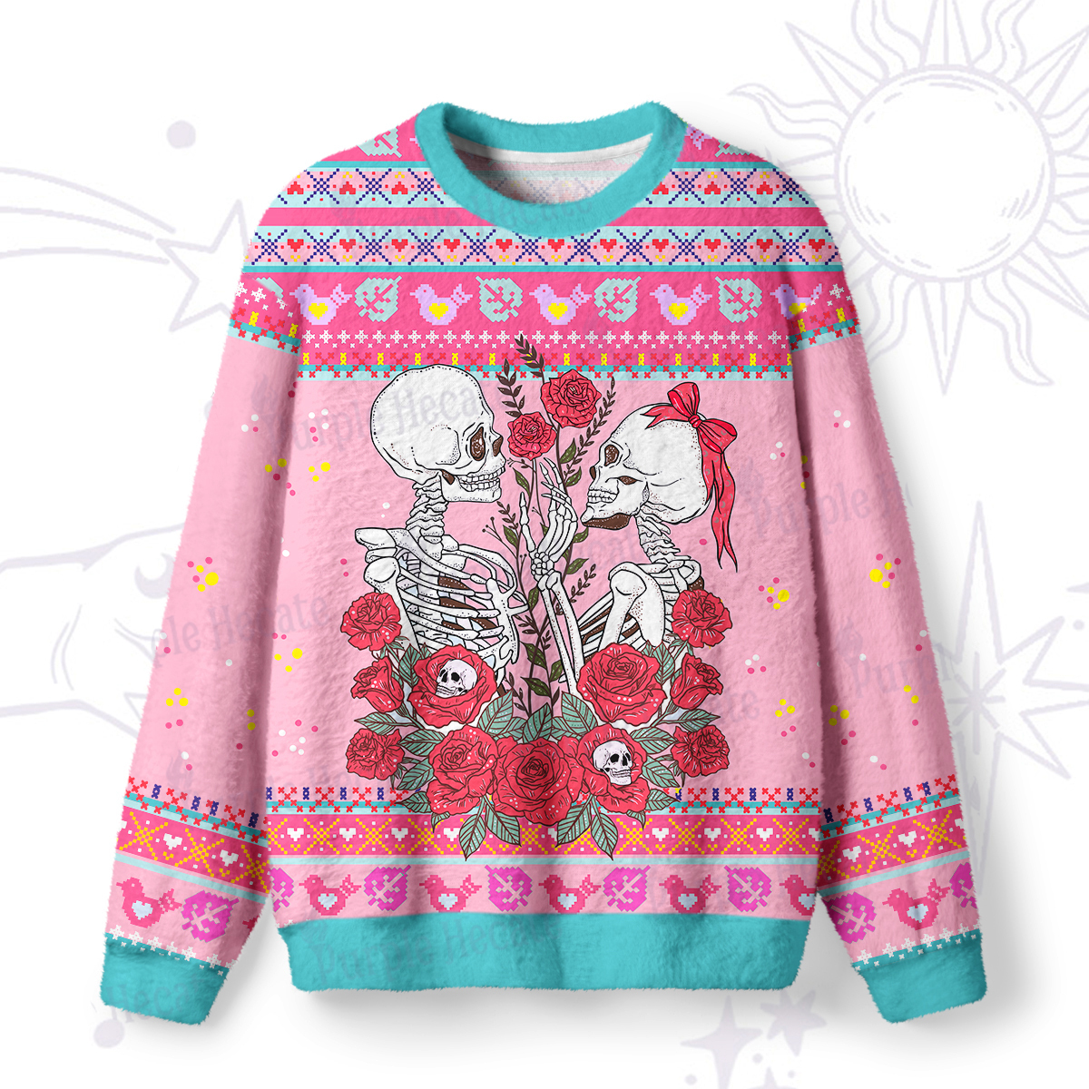 Magic Purplehecate The Lovers Skeleton Tarot Ugly Valentine Sweatshirt