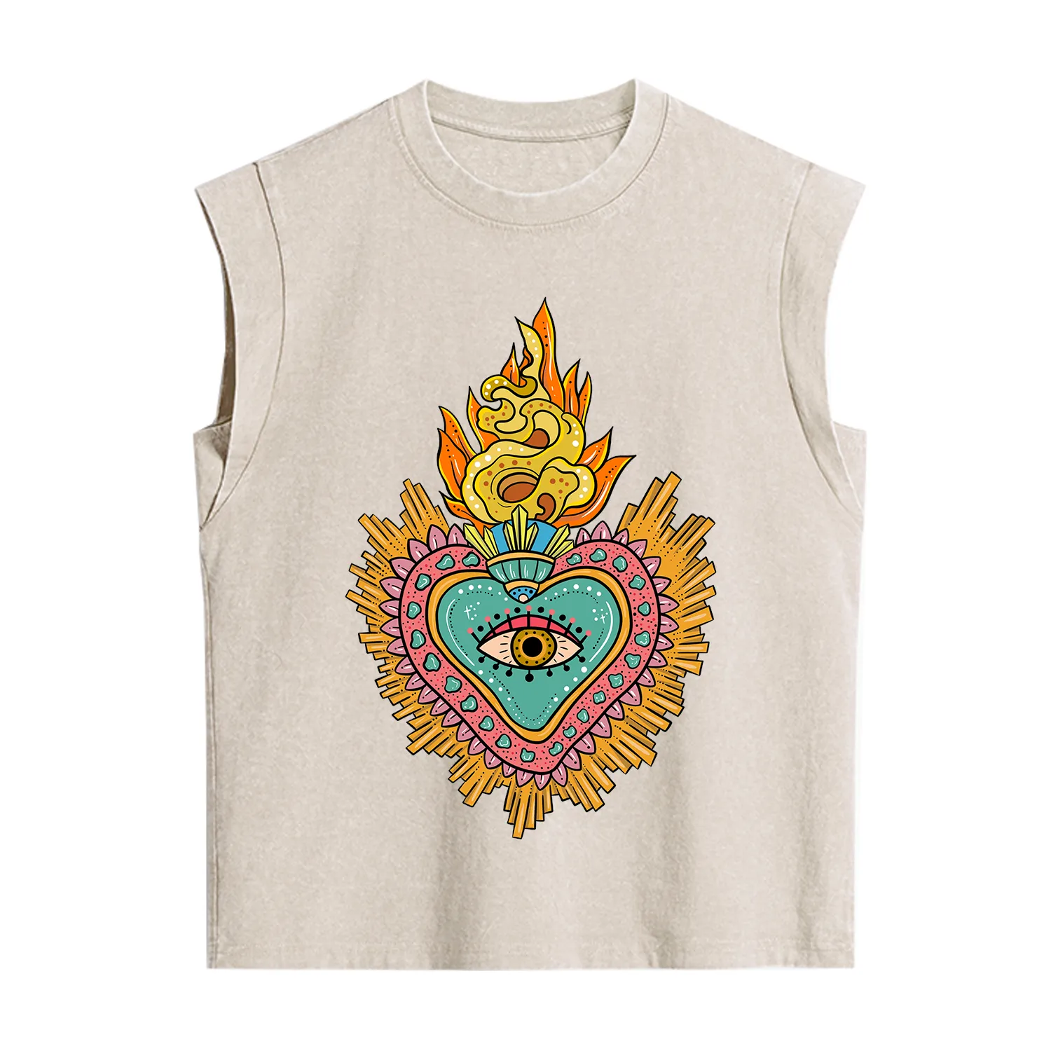 Purplehecate Rainbow Sacred Heart Vintage Washed Tank