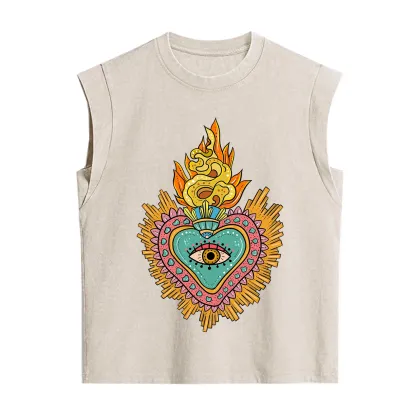 Purplehecate Rainbow Sacred Heart Vintage Washed Tank