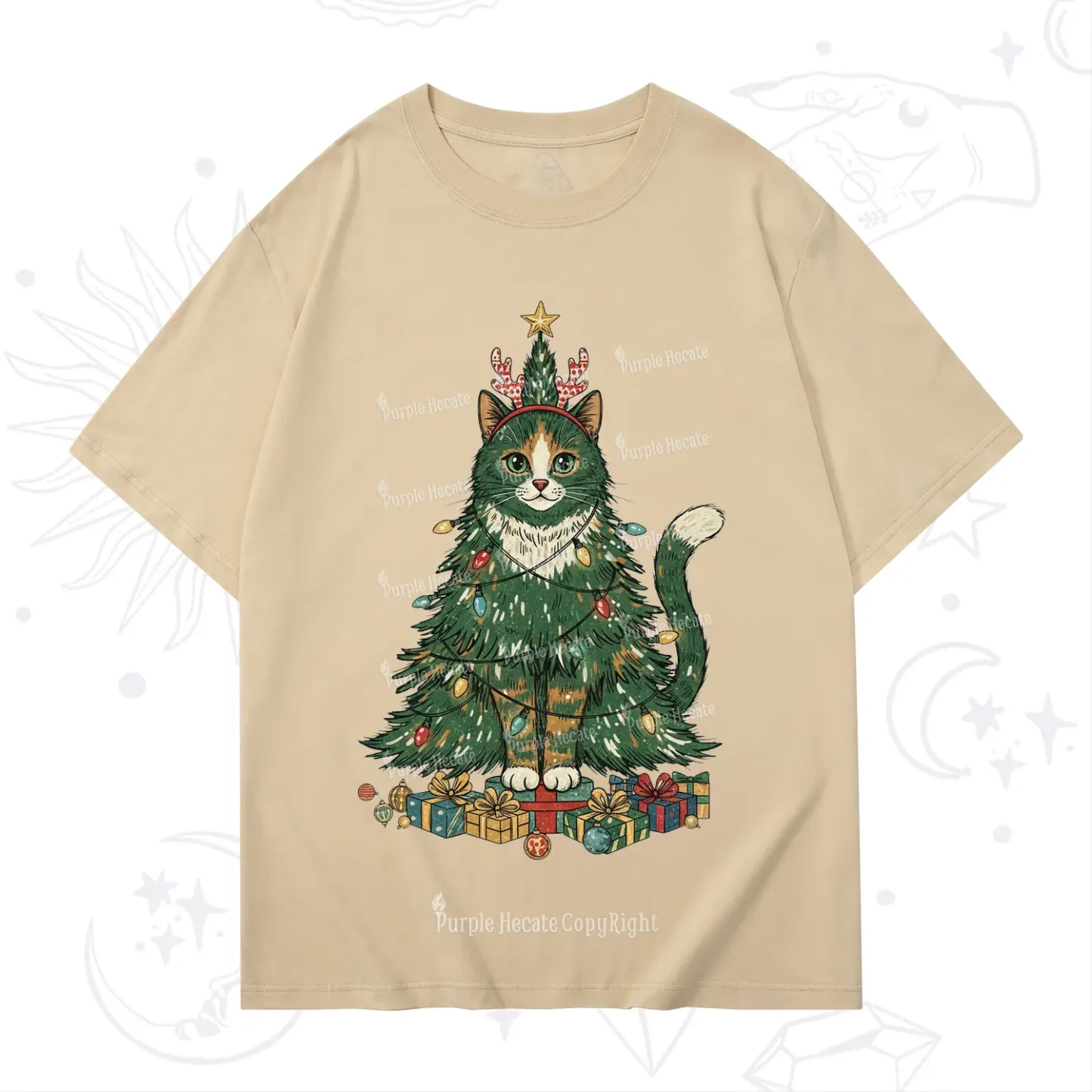 Purplehecate Cute Cats Christmas Tree T-Shirt