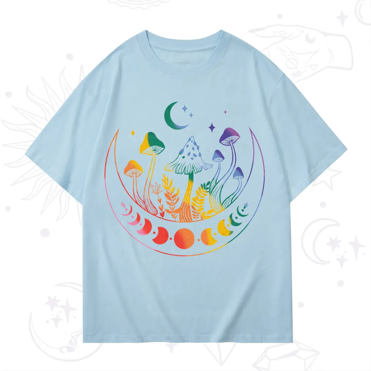 Purplehecate Pride Mushroom Rainbow T-Shirt